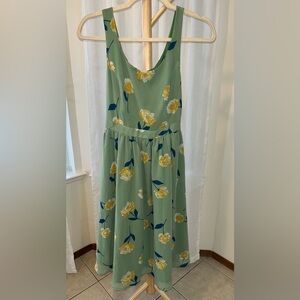 ModCloth Green Dress with Yellow Floral Pattern